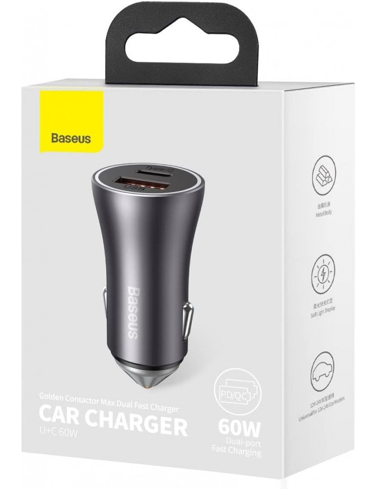 Baseus Golden Contactor Max 60W Dual Fast Charger Car Charger